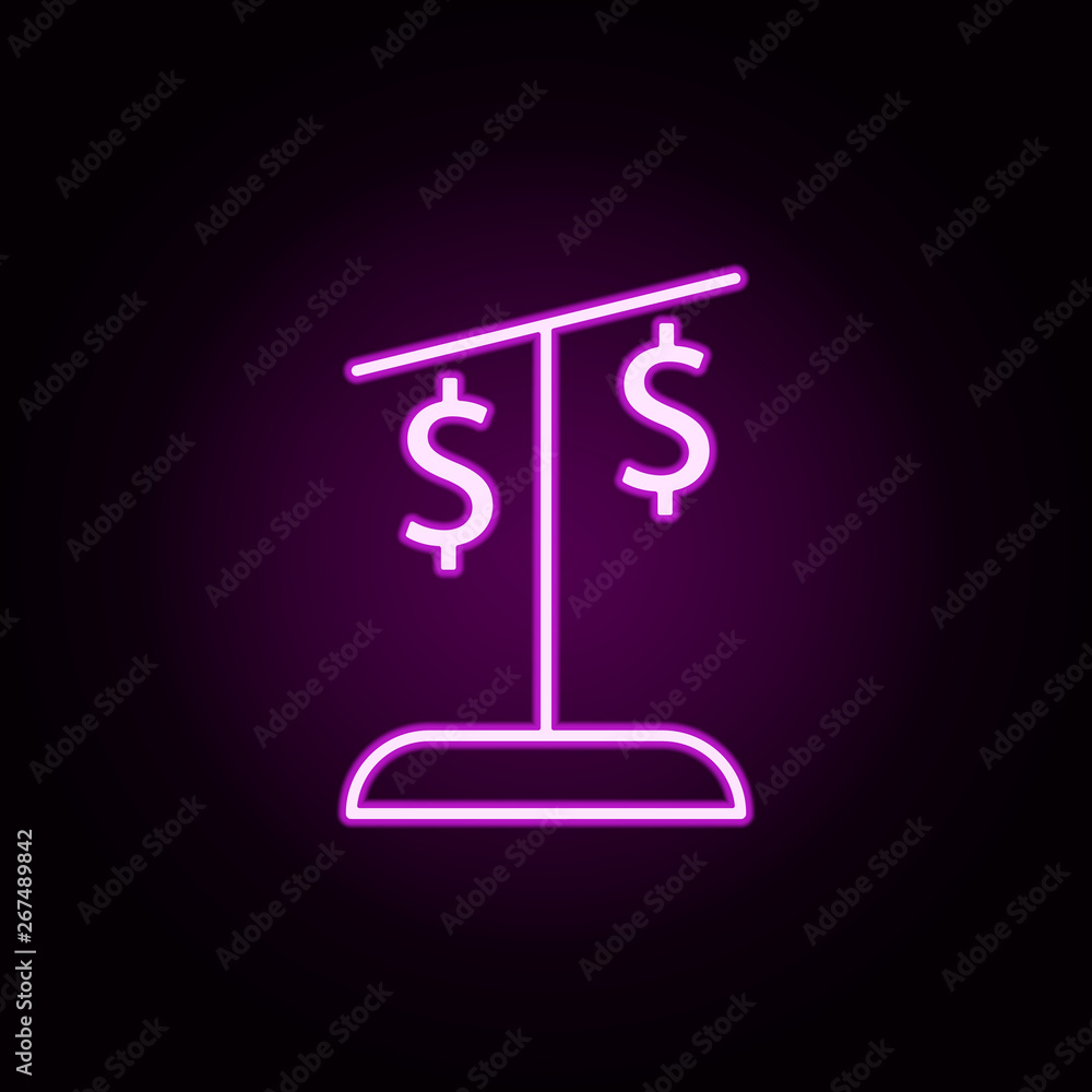 Poster increase dollar neon icon. elements of finance set. simple icon for websites, web design, mobile app
