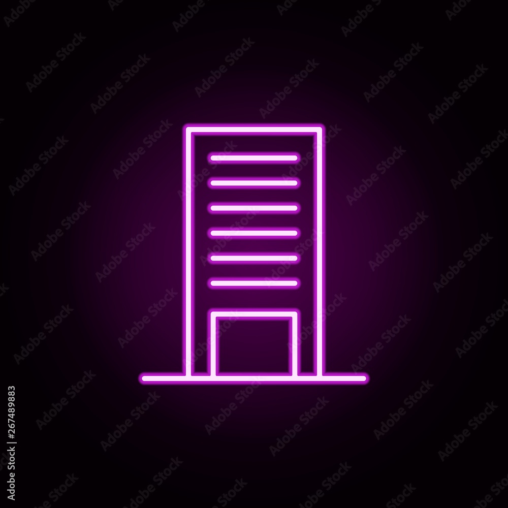 Poster bank building neon icon. elements of finance set. simple icon for websites, web design, mobile app, 