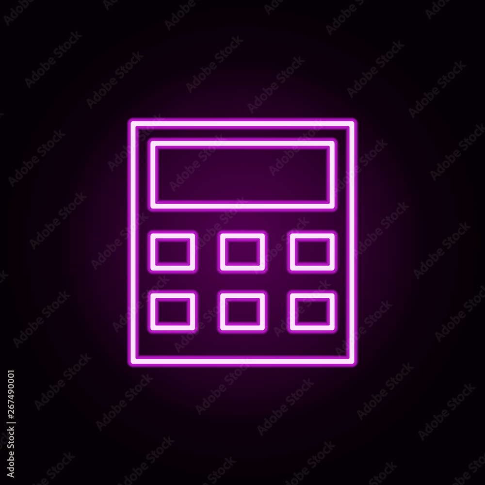 Poster calculator neon icon. elements of finance set. simple icon for websites, web design, mobile app, inf