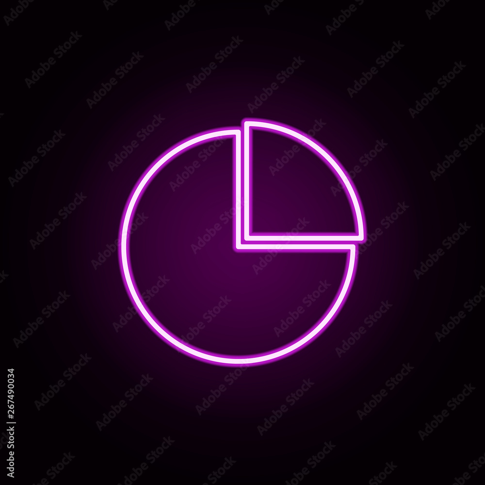 Poster pie neon icon. elements of finance set. simple icon for websites, web design, mobile app, info graph