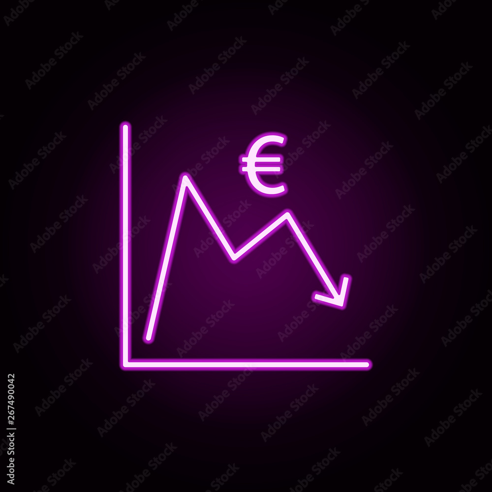 Poster euro statistics neon icon. elements of finance set. simple icon for websites, web design, mobile app