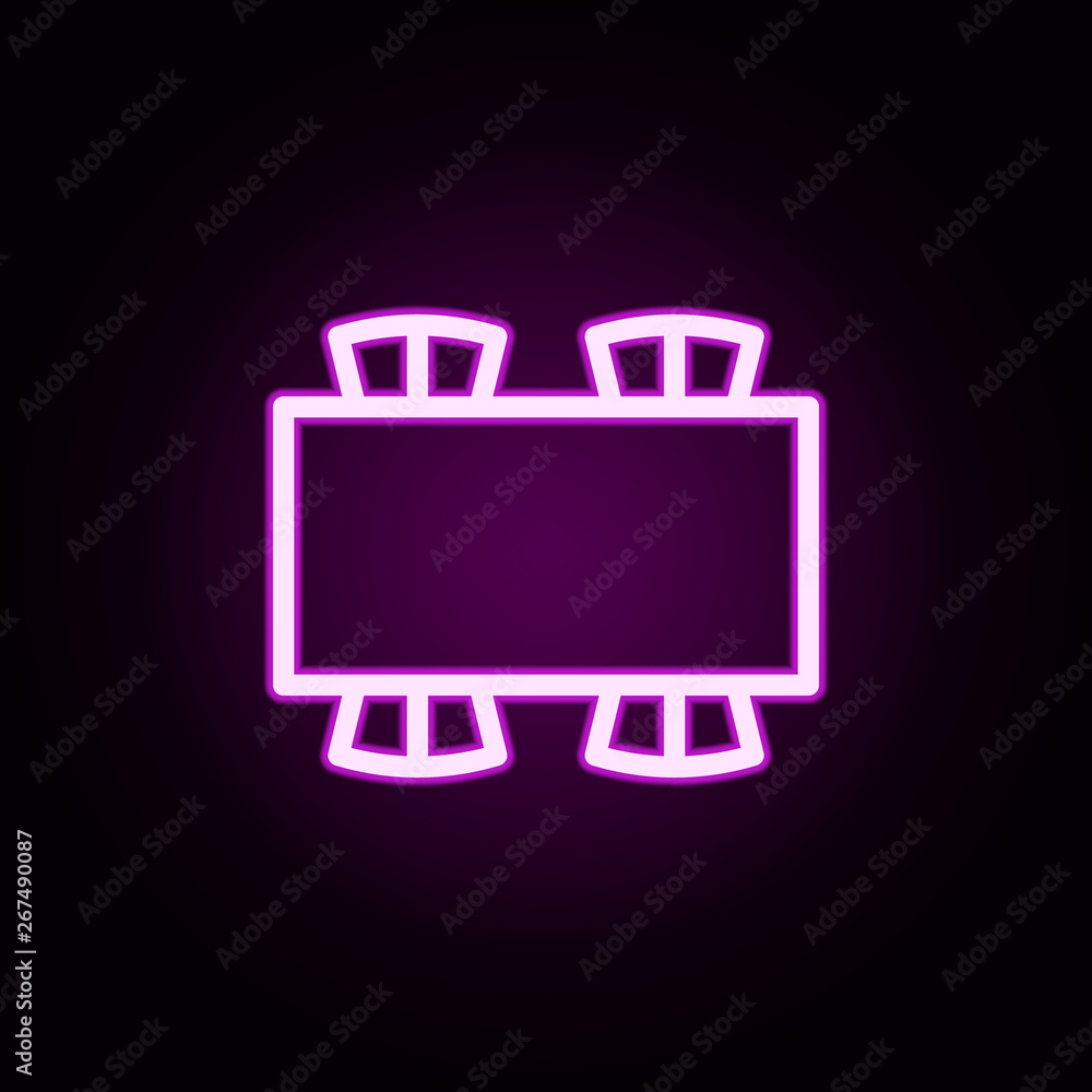 Poster table chairs neon icon. elements of furnitures set. simple icon for websites, web design, mobile app
