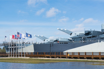 Fototapeta na wymiar Guns of the Battleship USS North Carolina