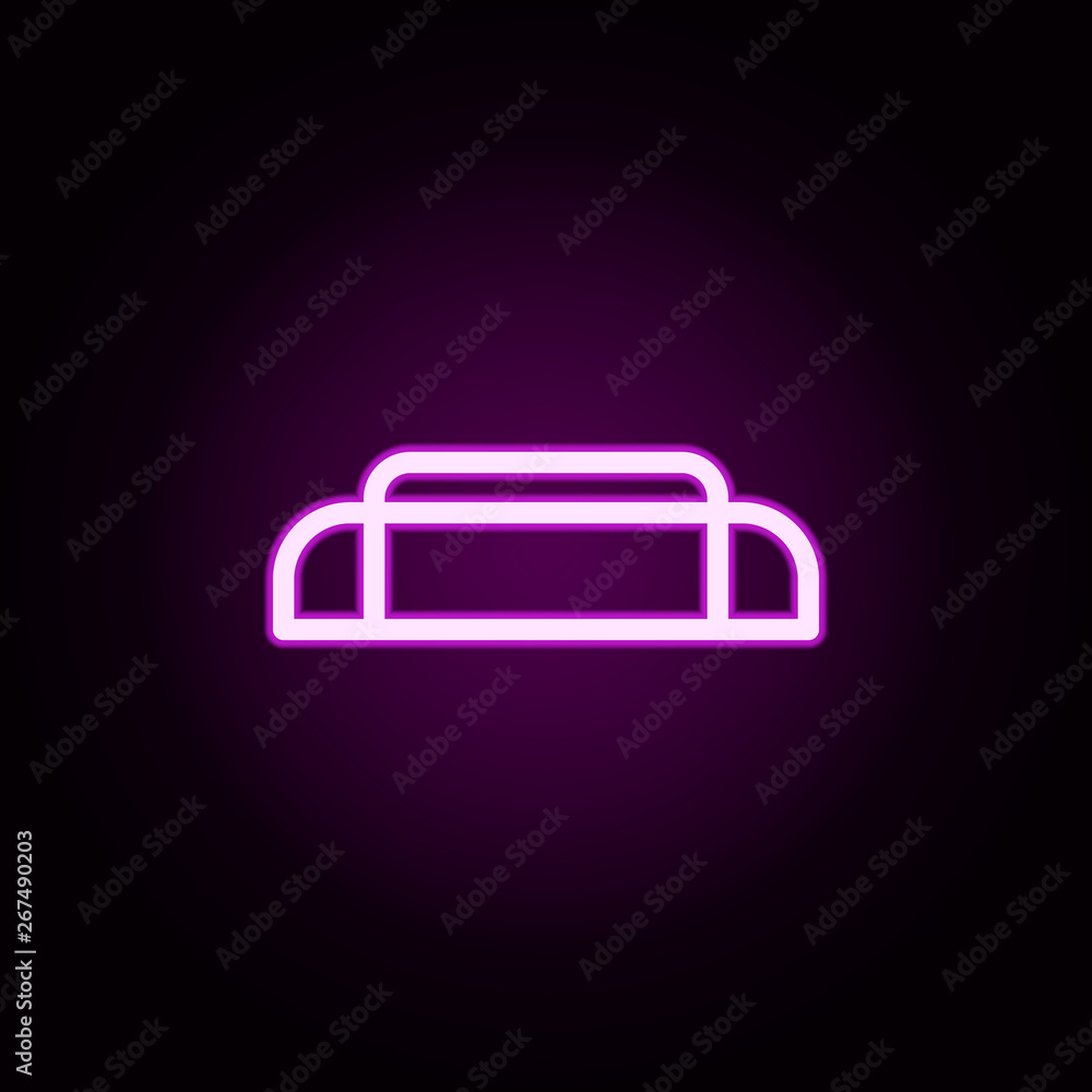Poster sofa neon icon. elements of furnitures set. simple icon for websites, web design, mobile app, info g
