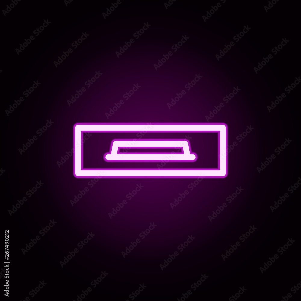 Poster table for tv neon icon. elements of furnitures set. simple icon for websites, web design, mobile app
