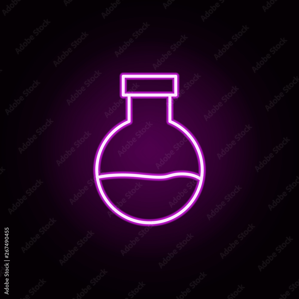 Poster flask neon icon. elements of halloween set. simple icon for websites, web design, mobile app, info g