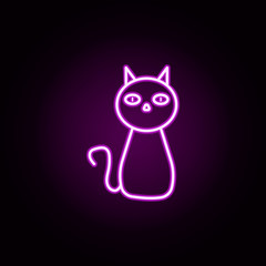 black cat neon icon. Elements of halloween set. Simple icon for websites, web design, mobile app, info graphics
