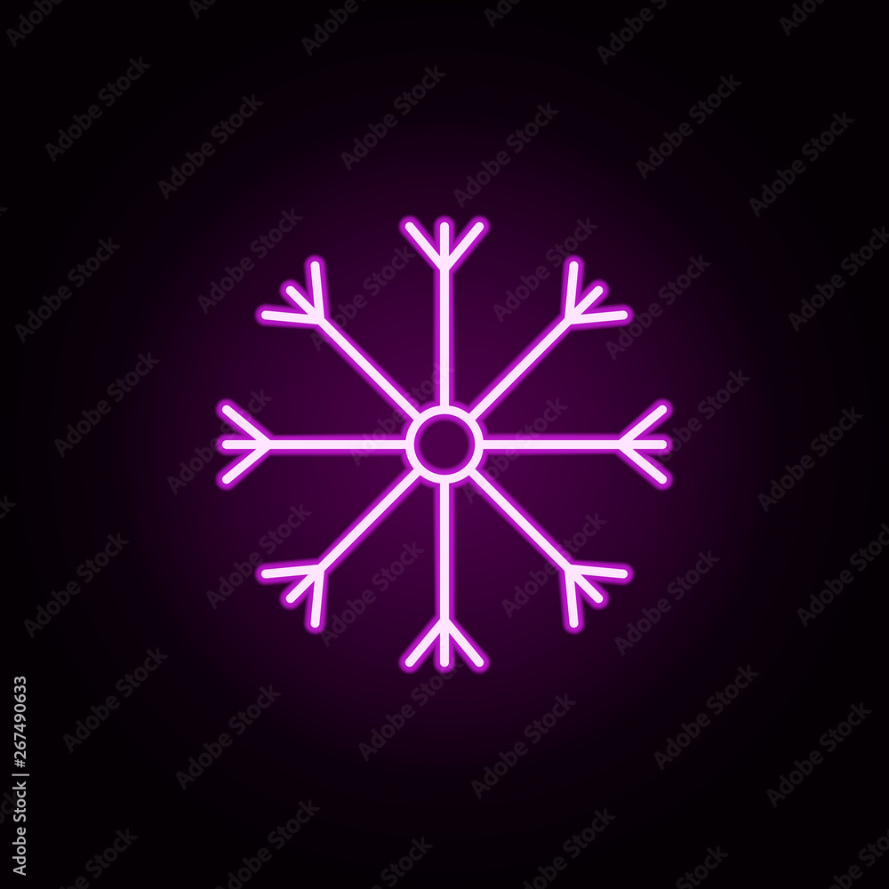 Poster snowflake neon icon. elements of hockey set. simple icon for websites, web design, mobile app, info 