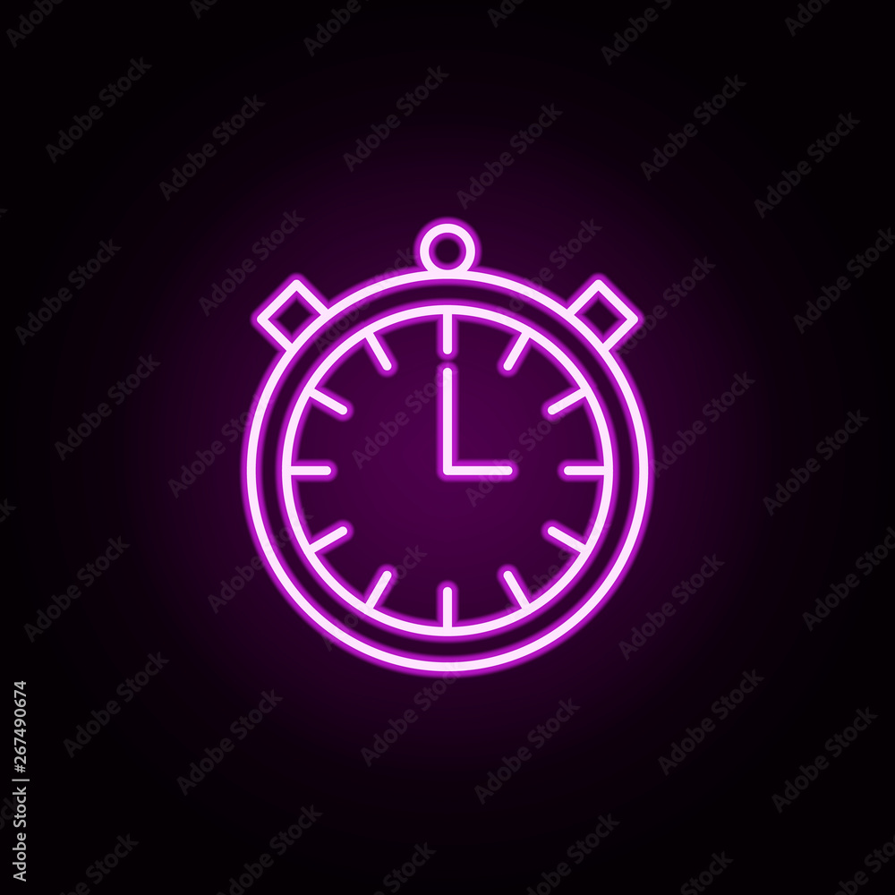Poster timer time neon icon. elements of hockey set. simple icon for websites, web design, mobile app, info