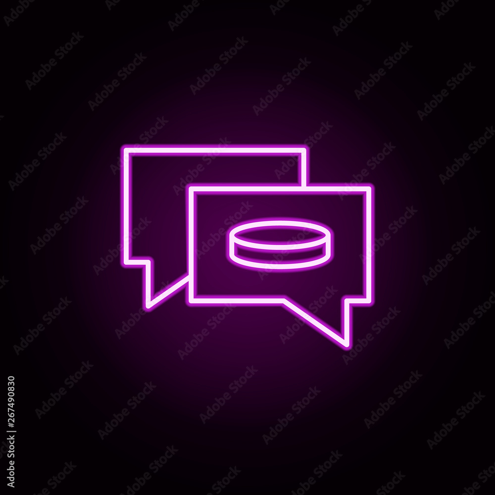 Poster communication on the game neon icon. elements of hockey set. simple icon for websites, web design, m