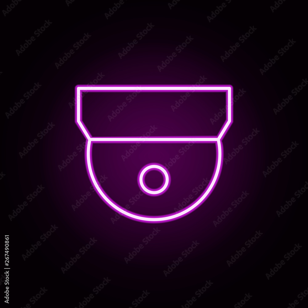 Poster cctv neon icon. elements of internet things set. simple icon for websites, web design, mobile app, i
