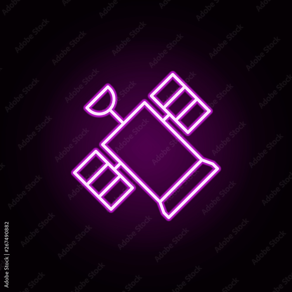 Poster satellite neon icon. elements of internet things set. simple icon for websites, web design, mobile a