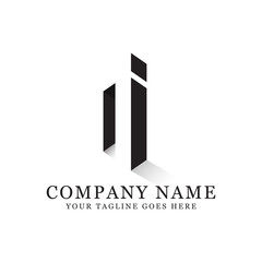NI initial letter logo design - negative space vector, can used this logo for finance, business,technology, industry