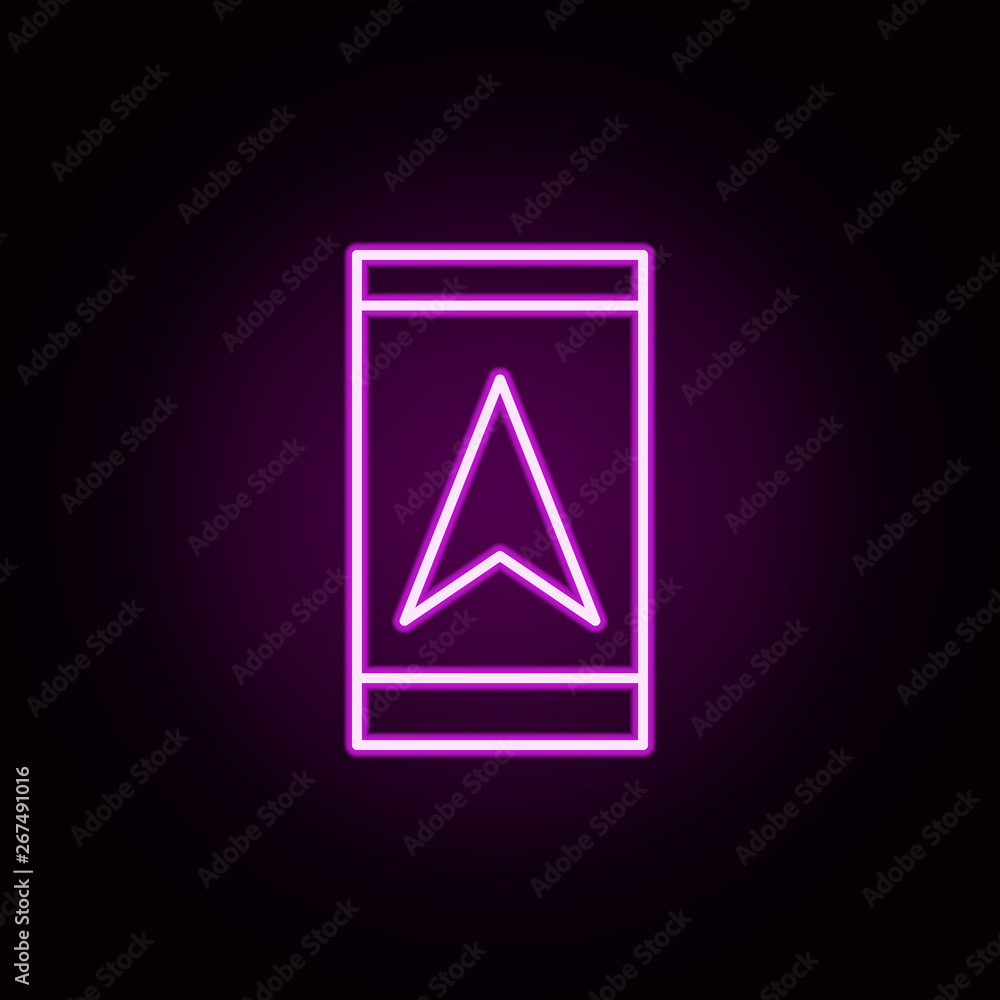 Poster gps neon icon. elements of internet things set. simple icon for websites, web design, mobile app, in