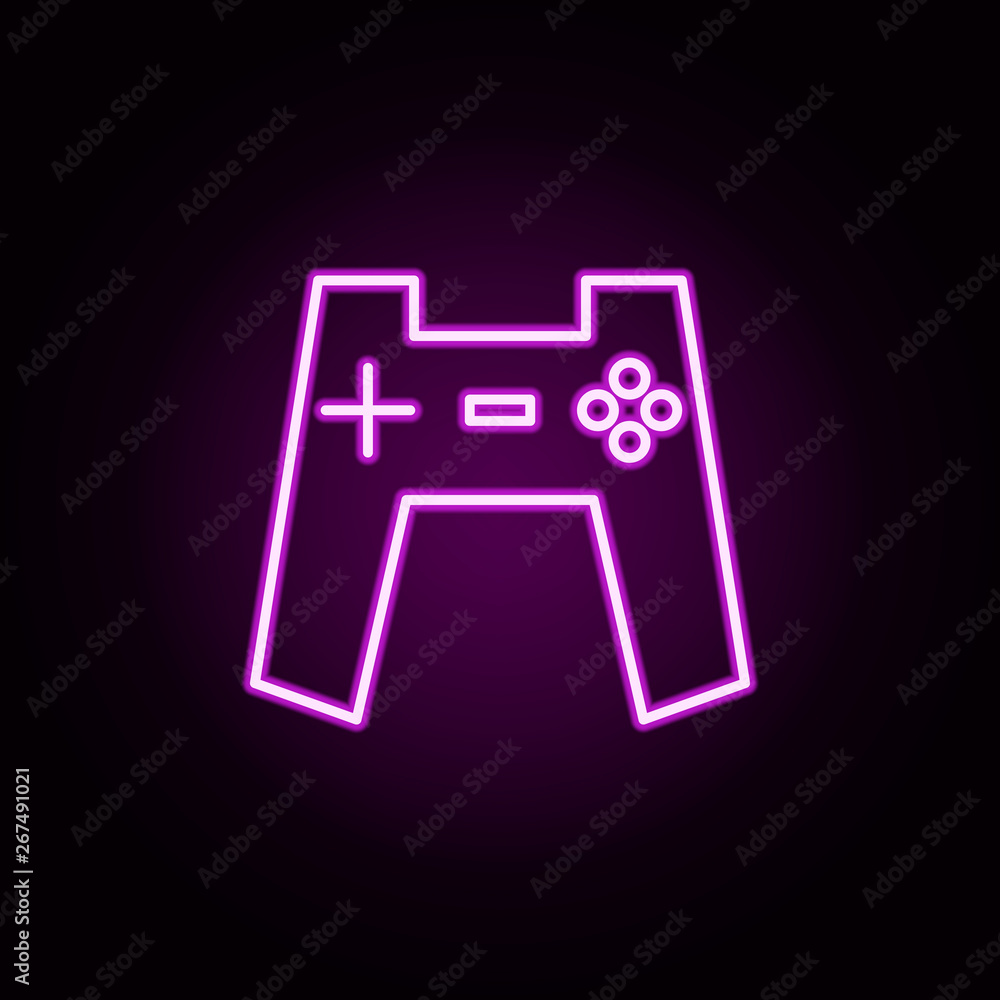 Poster gamepad neon icon. elements of internet things set. simple icon for websites, web design, mobile app