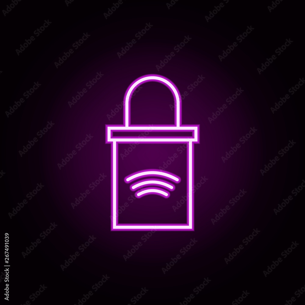 Poster padlock neon icon. elements of internet things set. simple icon for websites, web design, mobile app