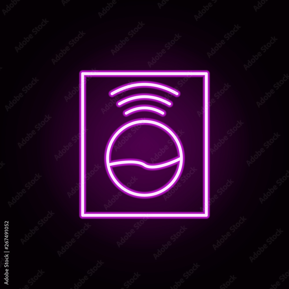 Poster washing machine neon icon. elements of internet things set. simple icon for websites, web design, mo
