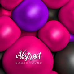 Creative abstract background with purple and pink glossy 3d balls.