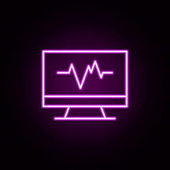 Cardiogram neon icon. Elements of medical set. Simple icon for websites, web design, mobile app, info graphics