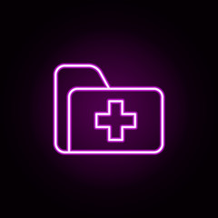 Medical folder neon icon. Elements of medical set. Simple icon for websites, web design, mobile app, info graphics