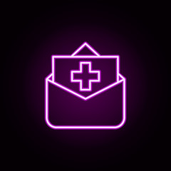 Medical message neon icon. Elements of medical set. Simple icon for websites, web design, mobile app, info graphics