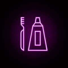 Tooth paste neon icon. Elements of medical set. Simple icon for websites, web design, mobile app, info graphics