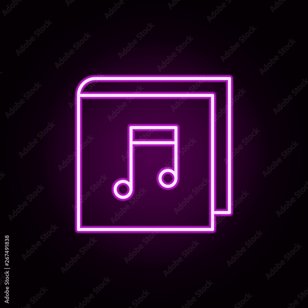 Poster e book neon icon. elements of minimal universal theme set. simple icon for websites, web design, mob