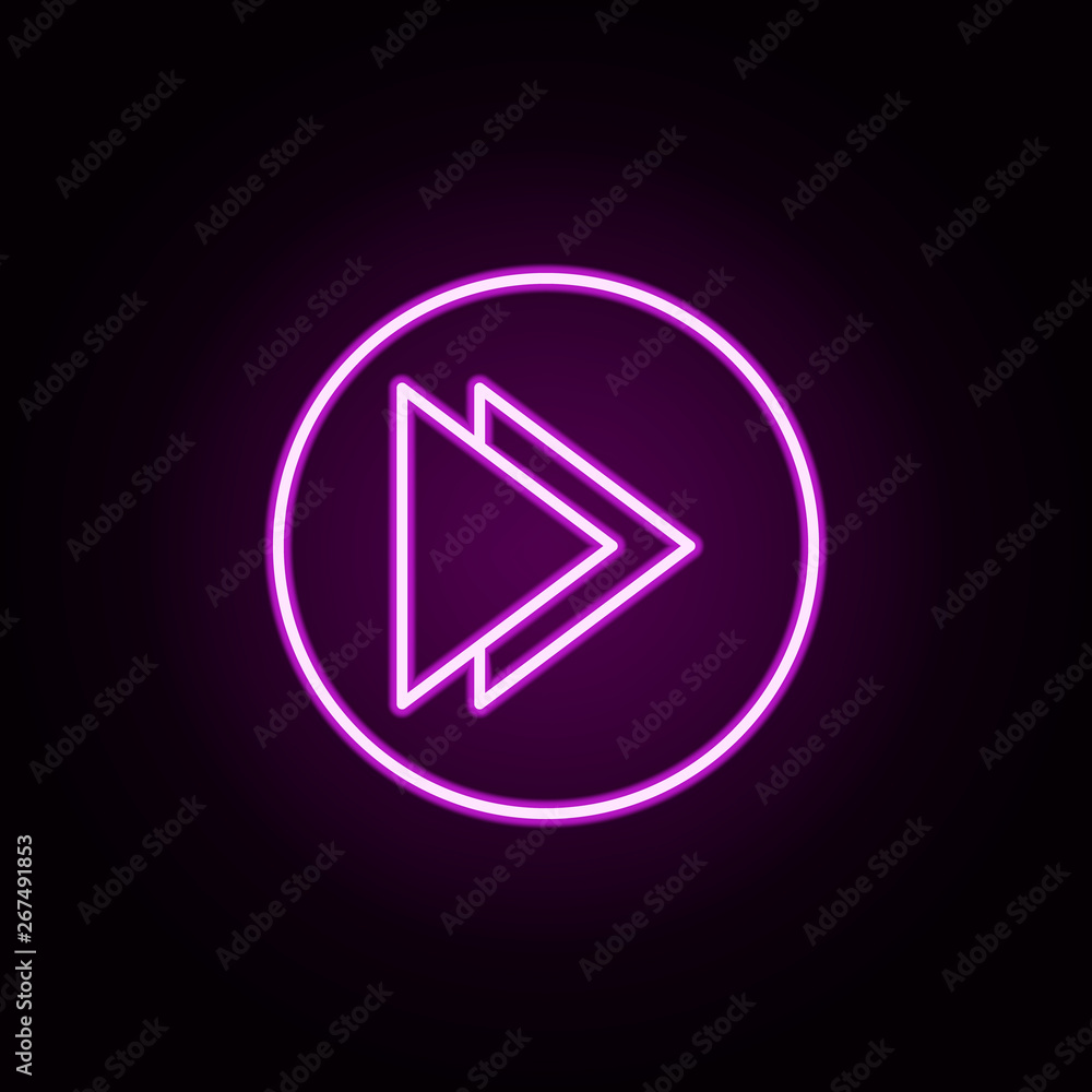 Poster fast forward button neon icon. elements of minimal universal theme set. simple icon for websites, we