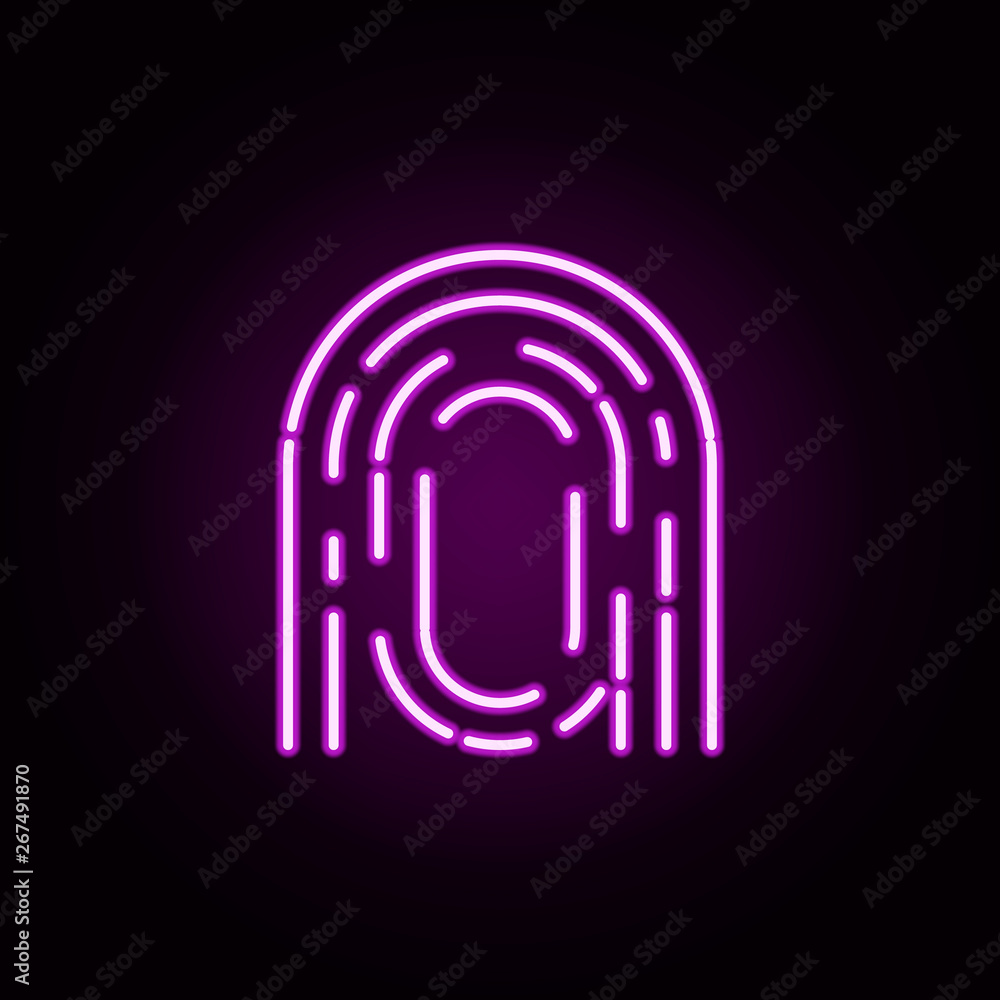 Poster fingerprint neon icon. elements of minimal universal theme set. simple icon for websites, web design