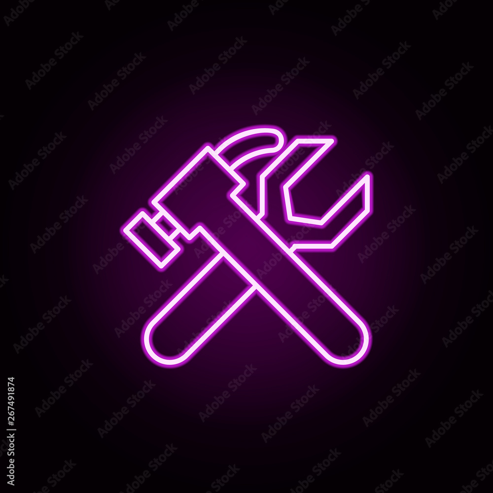 Poster fix, tools neon icon. elements of minimal universal theme set. simple icon for websites, web design,