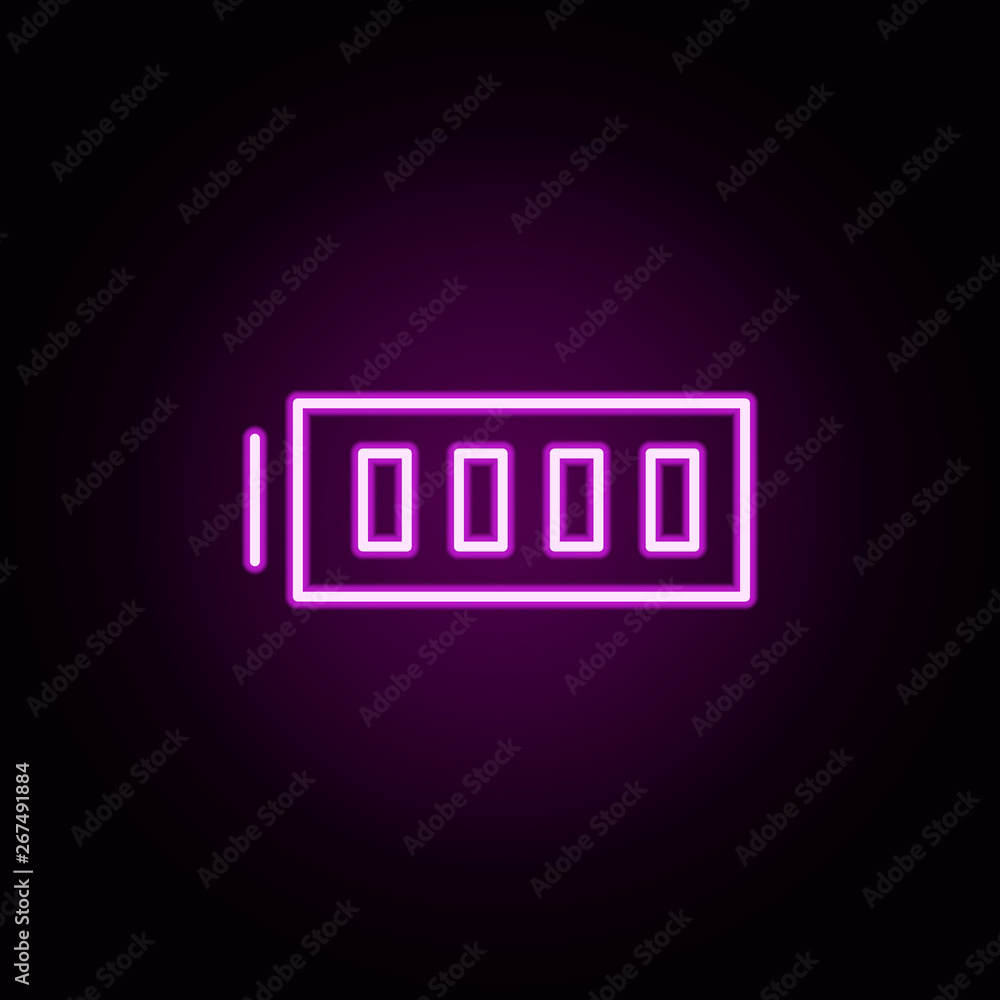 Poster full battery neon icon. elements of minimal universal theme set. simple icon for websites, web desig