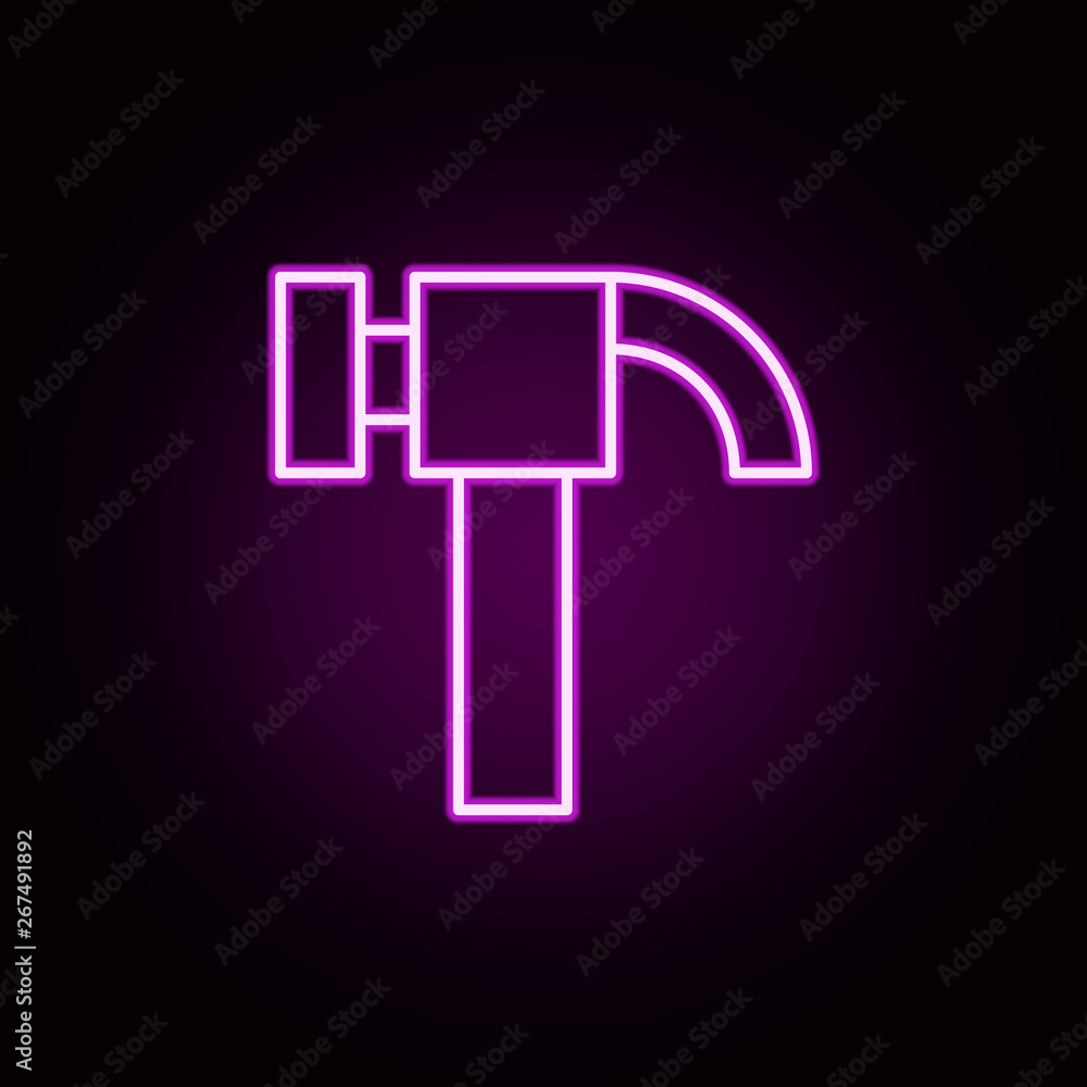 Poster hammer neon icon. elements of minimal universal theme set. simple icon for websites, web design, mob