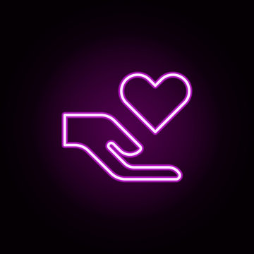 charity neon icon. Elements of Minimal universal theme set. Simple icon for websites, web design, mobile app, info graphics