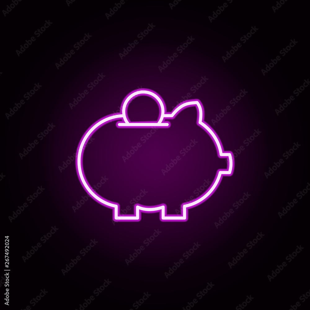 Poster savings neon icon. elements of minimal universal theme set. simple icon for websites, web design, mo