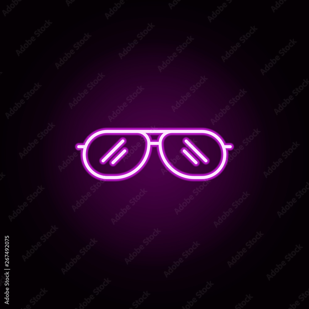 Poster sunglasses neon icon. elements of minimal universal theme set. simple icon for websites, web design,