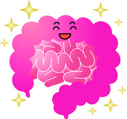 Illustration of a cute large intestine and small intestine