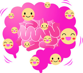 Illustration of a cute large intestine and small intestine