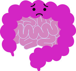 Illustration of a cute large intestine and small intestine