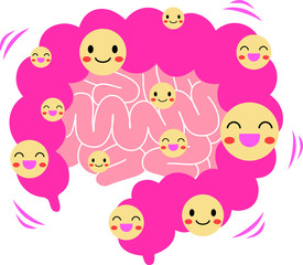 Illustration of a cute large intestine and small intestine