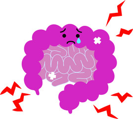 Illustration of a cute large intestine and small intestine