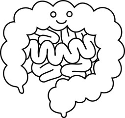 Illustration of a cute large intestine and small intestine outline 