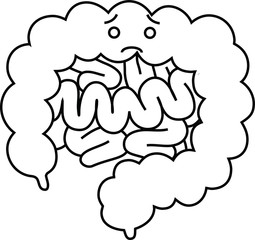 Illustration of a cute large intestine and small intestine outline 