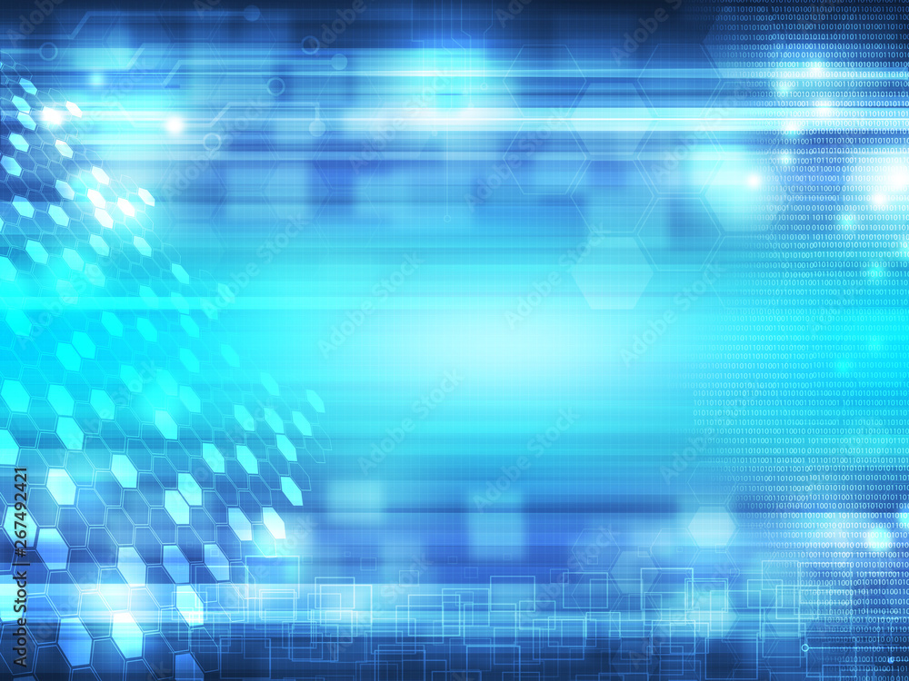 Wall mural blue technology background and abstract digital tech circle.copy space.