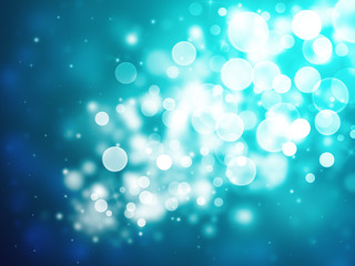 Green and Blue sparkle rays lights with bokeh elegant abstract background. Dust sparks background.