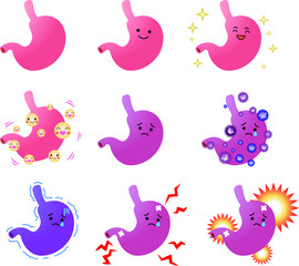 Illustration of a cute stomach set