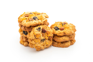 homemade cookies with cornflake raisin and almonds