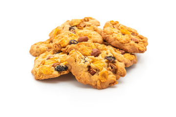 homemade cookies with cornflake raisin and almonds