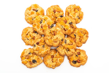 homemade cookies with cornflake raisin and almonds