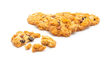 homemade cookies with cornflake raisin and almonds