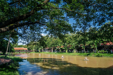 river in central siem reap old town area in cambodia